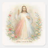 Jesus Divine Mercy First Holy Communion スクエアシール (正面)