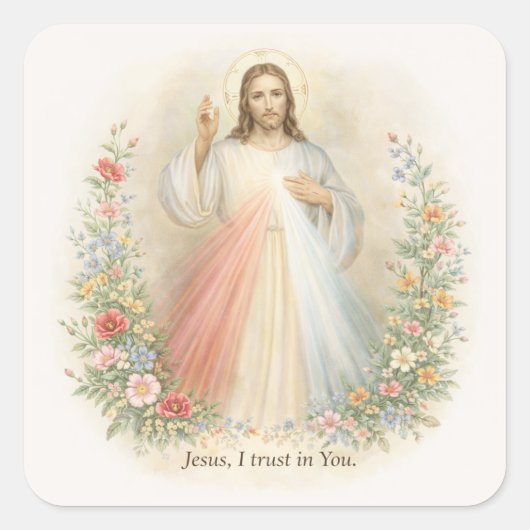 Jesus Divine Mercy First Holy Communion スクエアシール (正面)