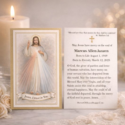 Jesus Divine Mercy Funeral Memorial Prayer Cards 名刺