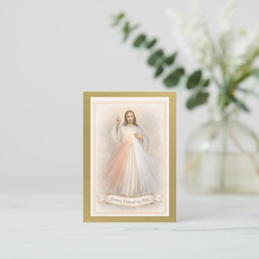 Jesus Divine Mercy Funeral Memorial Prayer Cards 名刺 (スタンド正面)