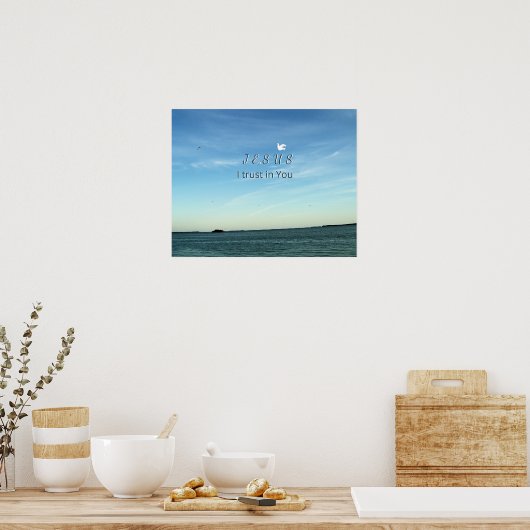 Jesus & Dove in Tranquil Sky Scene ポスター (キッチン)