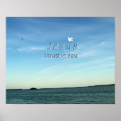 Jesus & Dove in Tranquil Sky Scene ポスター (正面)