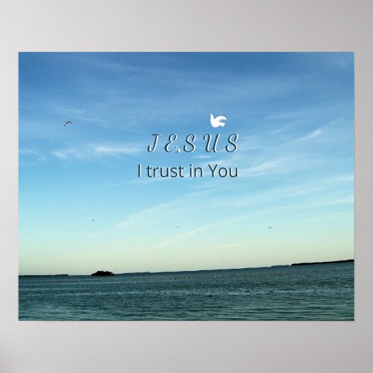 Jesus & Dove in Tranquil Sky Scene ポスター (正面)