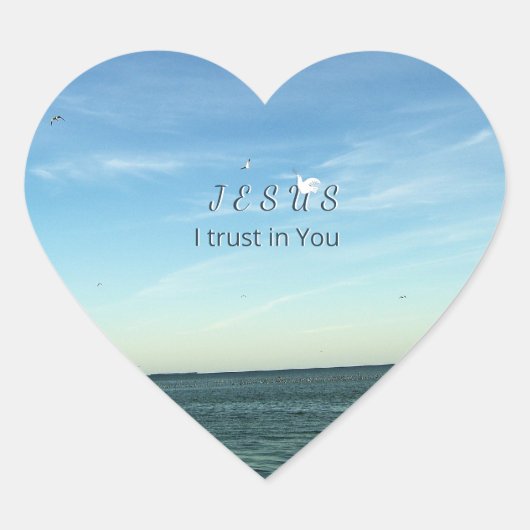 Jesus & Dove Soft Heavenly Sky Art ハートシール (正面)