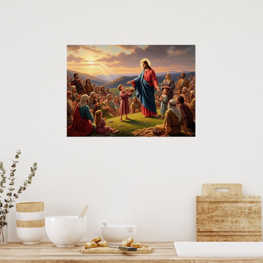 Jesus Feeding the People ポスター (キッチン)