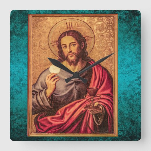 Jesus Fine Art Vintage スクエア壁時計 (正面)