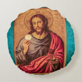 Jesus Fine art vintage pillow ラウンドクッション (裏面)