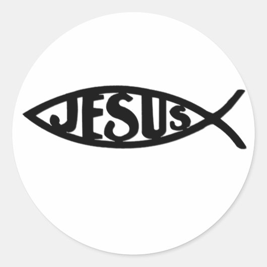 Jesus Fish (Sticker Black) ラウンドシール (正面)