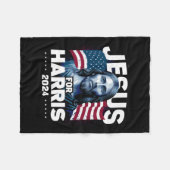 Jesus For Harris Kamala 2024 フリースブランケット (正面(横))