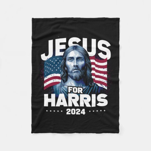 Jesus For Harris Kamala 2024 フリースブランケット (正面)