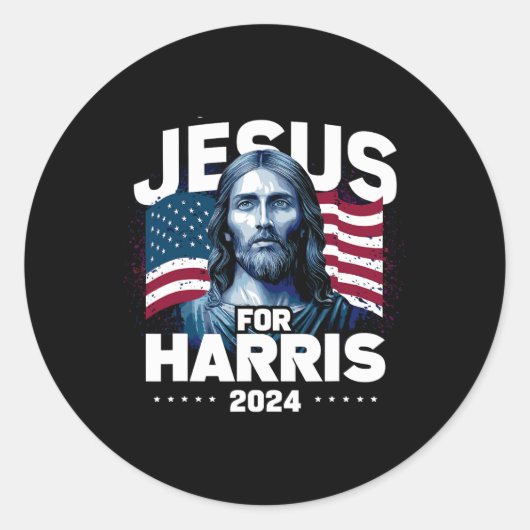 Jesus For Harris Kamala 2024 ラウンドシール (正面)