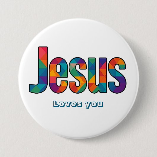 Jesus geometric pattern 缶バッジ (正面)