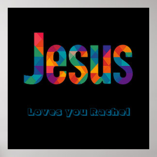 Jesus geometric pattern Glossy Poster ポスター