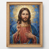 Jesus Gold Frame Painting Impasto フォトプラーク (正面)