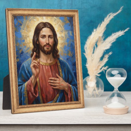 Jesus Gold Frame Painting Impasto フォトプラーク (側面)