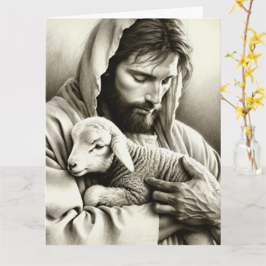 JESUS Good Shepherd hello Greeting Card カード (黄色い花)