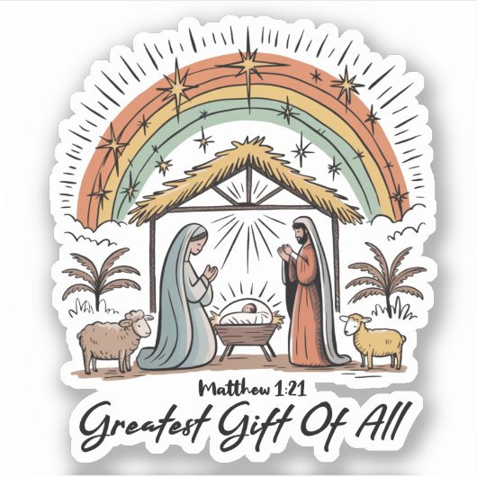 Jesus Greatest Gift of All Nativity Christian シール (正面)