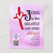 JESUS GREATEST LOVE STORY Logo QR Code EASTER インビテーションポストカード (正面)