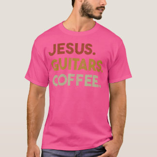 Jesus Guitars Coffee - Christian Men Guitar Worshi Tシャツ