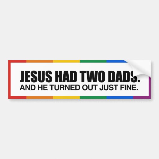 JESUS HAD TWO DADS -.png バンパーステッカー (正面)