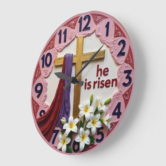Jesus He Is Risen Easter ラージ壁時計 (傾斜)