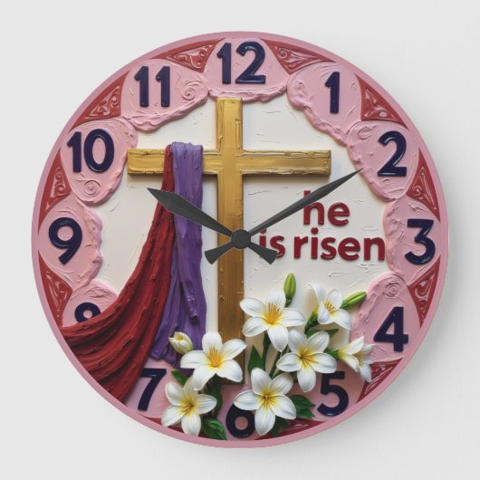 Jesus He Is Risen Easter ラージ壁時計 (正面)