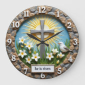 Jesus He Is Risen Garden ラージ壁時計 (正面)