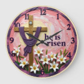 Jesus He Is Risen Pink ラージ壁時計 (正面)