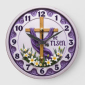 Jesus He Is Risen Purple ラージ壁時計 (正面)