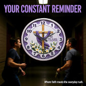 Jesus He Is Risen Purple ラージ壁時計