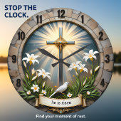 Jesus He Is Risen Stone ラージ壁時計