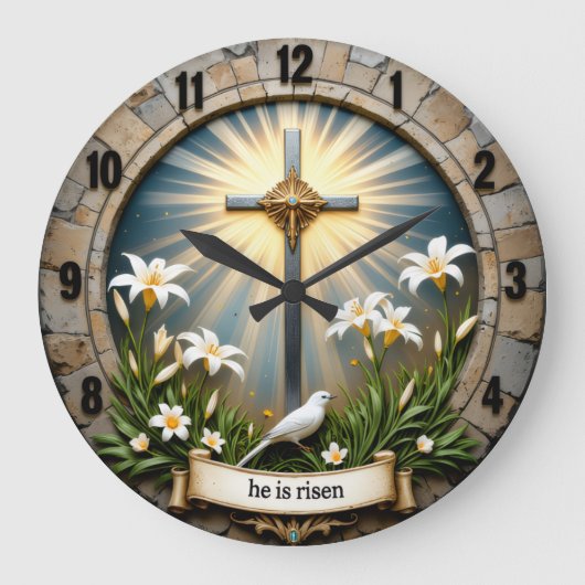 Jesus He Is Risen Stone ラージ壁時計 (正面)