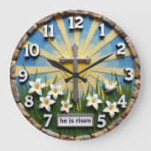 Jesus He Is Risen Sunburst ラージ壁時計 (正面)