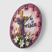 Jesus He Is Risen Textured ラージ壁時計 (傾斜)