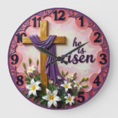 Jesus He Is Risen Textured ラージ壁時計 (正面)