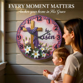 Jesus He Is Risen Textured ラージ壁時計