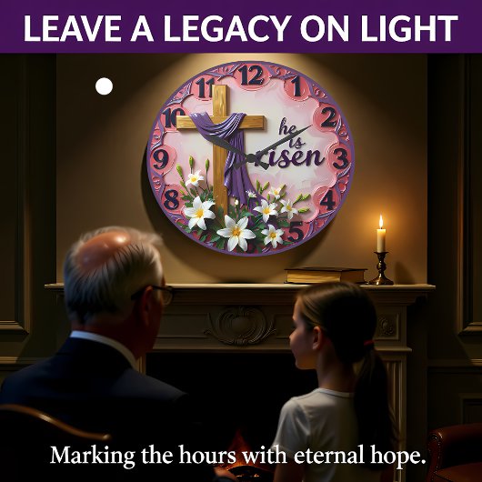 Jesus He Is Risen Textured ラージ壁時計