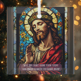 Jesus Healer of Poor Religious Christmas Quote  ガラスオーナメント