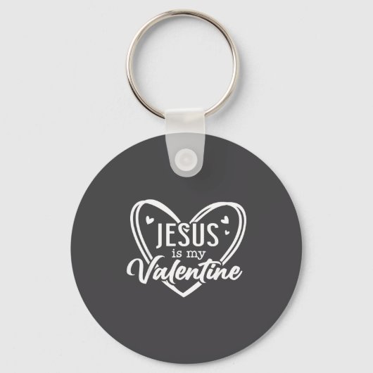 Jesus Heart Christian Faith Love Valentines Day Me キーホルダー (正面)