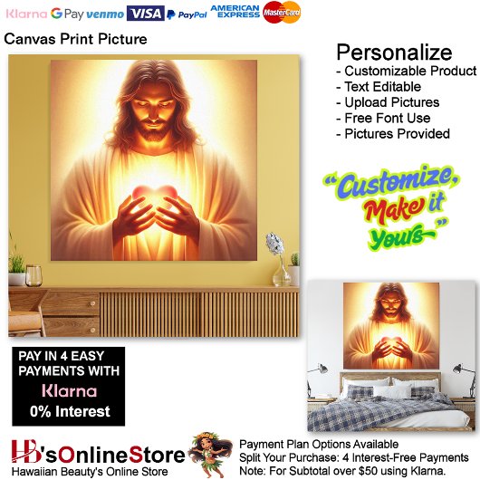 Jesus Heart in My Hands Canvas Print Picture 2 キャンバスプリント