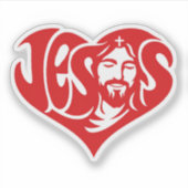 Jesus Heart Typography シール (正面)