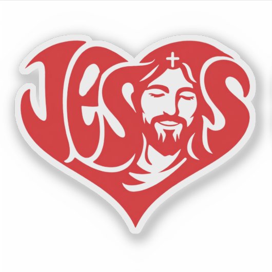Jesus Heart Typography シール (正面)