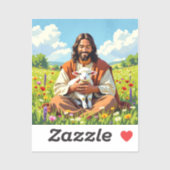 Jesus holding a Lamb | Religious Christian シール (シート)