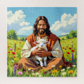 Jesus holding a Lamb | Religious Christian ジグソーパズル (縦)