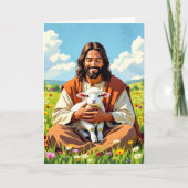 Jesus holding a Lamb | Religious Easter カード (正面)
