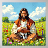 Jesus holding a Lamb | Religious Easter ポスター (正面)