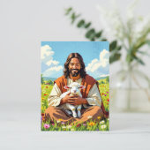 Jesus holding a Lamb | Religious Easter ポストカード (スタンド正面)