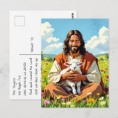 Jesus holding a Lamb | Religious Easter ポストカード (正面/裏面)