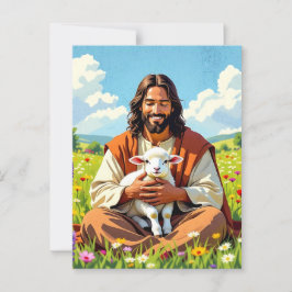 Jesus holding a Lamb | Religious Easter ポストカード