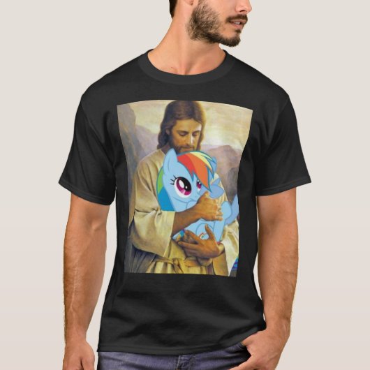 Jesus holding rainbow dash Classic T-Shirt Tシャツ (正面)